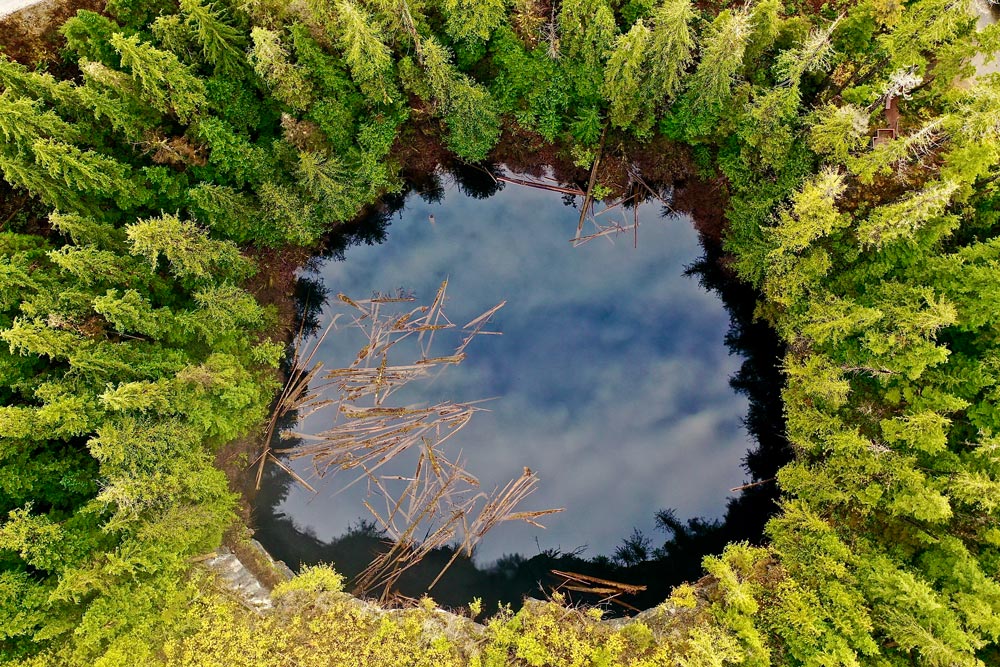 Devils' Bath from the air, northern vancouver island